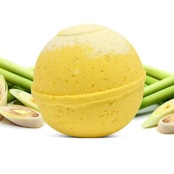 "Lemongrass" Organic Bath Bomb in kraft box - 5 oz - Picture 2 of 7